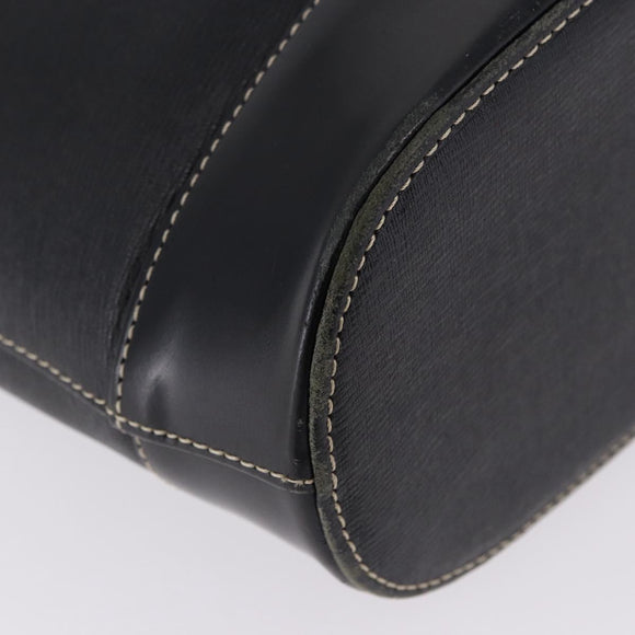 BURBERRY Hand Bag Leather Black Gold Auth 193502