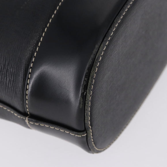 BURBERRY Hand Bag Leather Black Gold Auth 193502