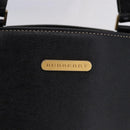 BURBERRY Hand Bag Leather Black Gold Auth 193502-10