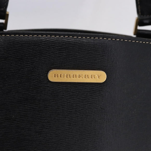 BURBERRY Hand Bag Leather Black Gold Auth 193502