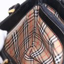 BURBERRY Hand Bag Leather Black Gold Auth 193502-17