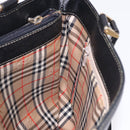BURBERRY Hand Bag Leather Black Gold Auth 193502-18