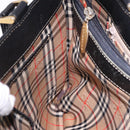 BURBERRY Hand Bag Leather Black Gold Auth 193502-20