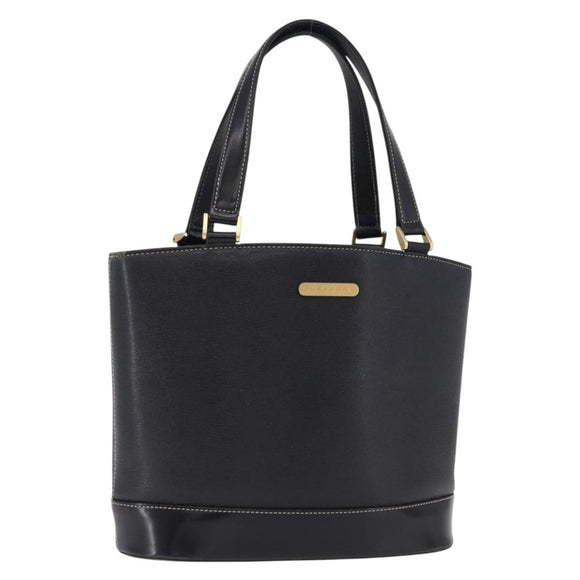 BURBERRY Hand Bag Leather Black Gold Auth 193502