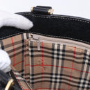 BURBERRY Hand Bag Leather Black Gold Auth 193502-24
