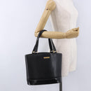 BURBERRY Hand Bag Leather Black Gold Auth 193502-25