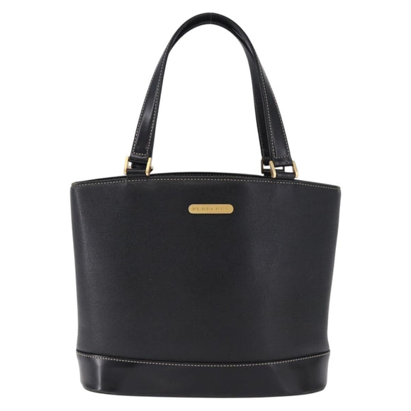 BURBERRY Hand Bag Leather Black Gold Auth 193502