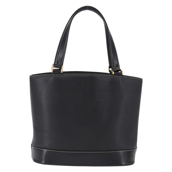 BURBERRY Hand Bag Leather Black Gold Auth 193502