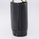 BURBERRY Hand Bag Leather Black Gold Auth 193502-3