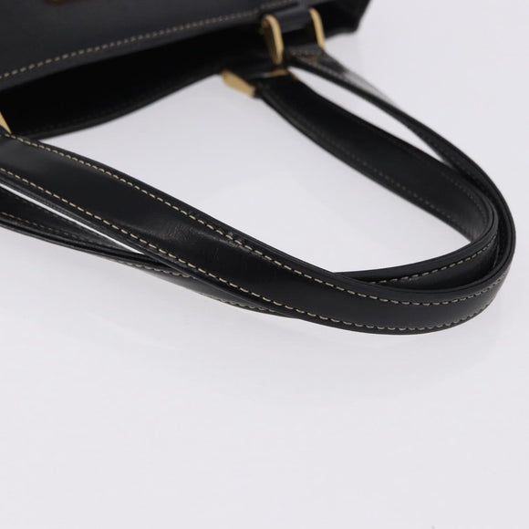 BURBERRY Hand Bag Leather Black Gold Auth 193502