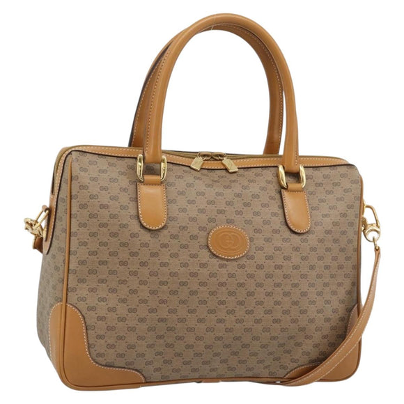 GUCCI Micro GG Supreme Hand Bag PVC 2way Beige Gold 002 122 0033 Auth 193503