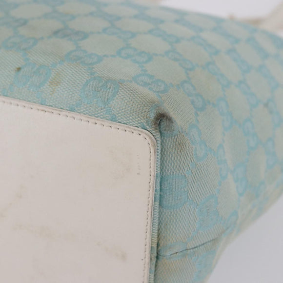 GUCCI GG Canvas Tote Bag Light Blue Gold 002 1098 Auth 193504