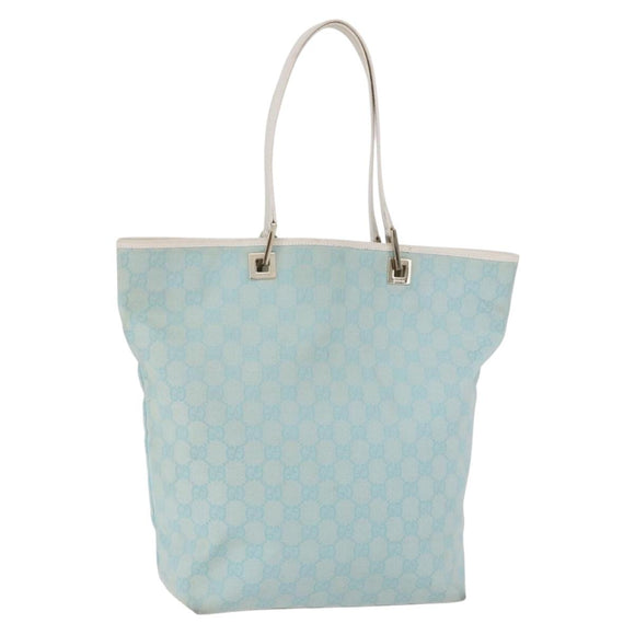GUCCI GG Canvas Tote Bag Light Blue Gold 002 1098 Auth 193504