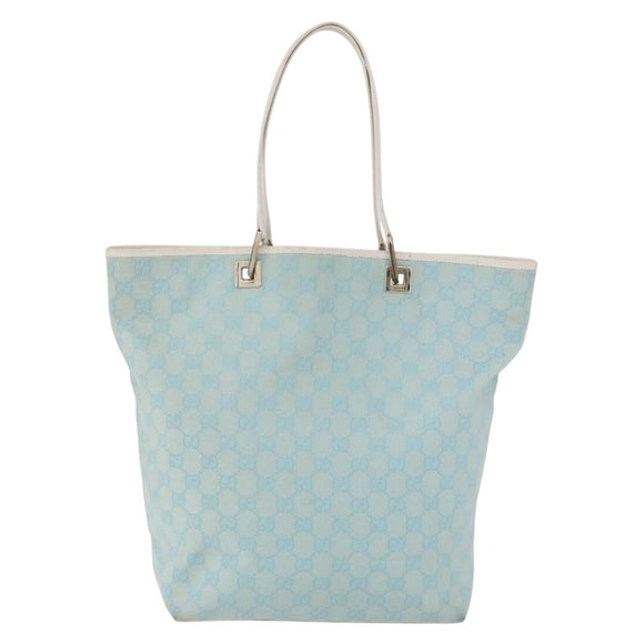 GUCCI GG Canvas Tote Bag Light Blue Gold 002 1098 Auth 193504