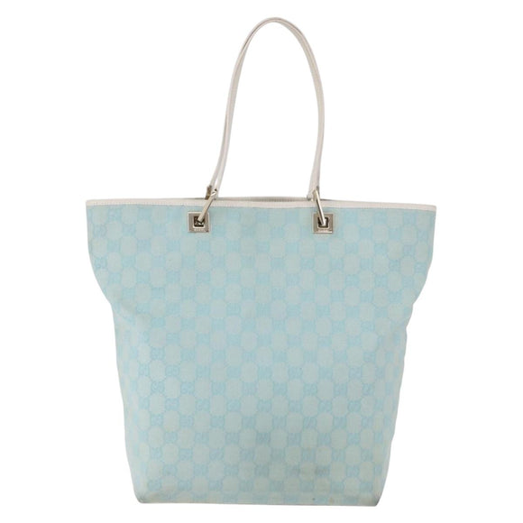 GUCCI GG Canvas Tote Bag Light Blue Gold 002 1098 Auth 193504