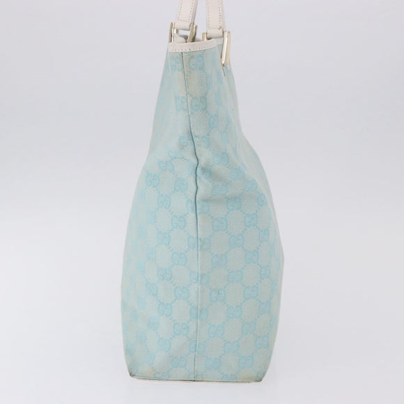 GUCCI GG Canvas Tote Bag Light Blue Gold 002 1098 Auth 193504