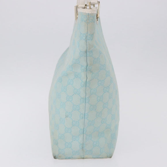 GUCCI GG Canvas Tote Bag Light Blue Gold 002 1098 Auth 193504