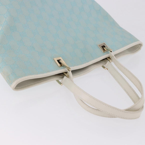 GUCCI GG Canvas Tote Bag Light Blue Gold 002 1098 Auth 193504