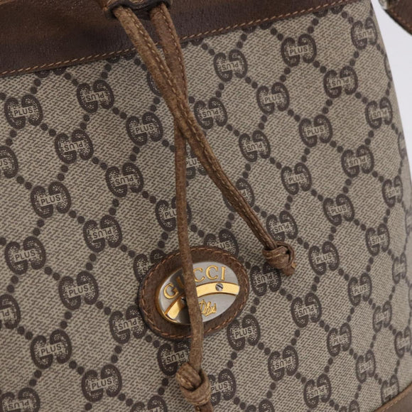 GUCCI GG Supreme Shoulder Bag PVC Beige Gold Auth 193506