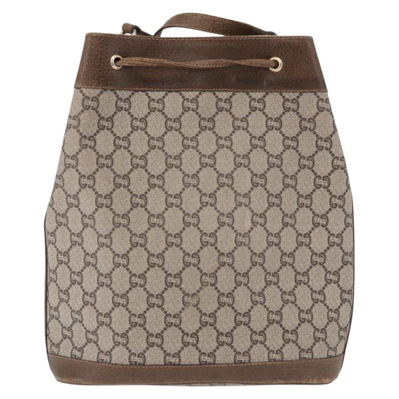 GUCCI GG Supreme Shoulder Bag PVC Beige Gold Auth 193506