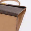 CELINE Macadam Canvas Hand Bag PVC Leather Brown Gold Auth 193508A-16