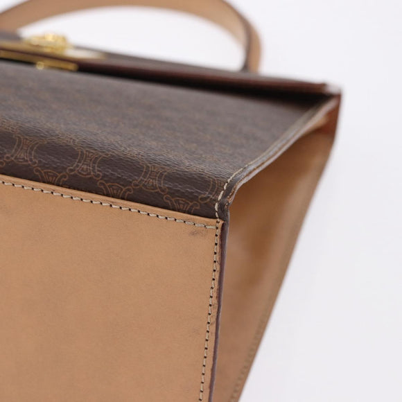 CELINE Macadam Canvas Hand Bag PVC Leather Brown Gold Auth 193508A