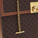CELINE Macadam Canvas Hand Bag PVC Leather Brown Gold Auth 193508A-19
