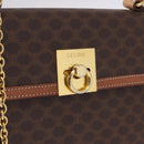 CELINE Macadam Canvas Hand Bag PVC Leather Brown Gold Auth 193508A-20