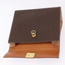 CELINE Macadam Canvas Hand Bag PVC Leather Brown Gold Auth 193508A-21
