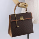 CELINE Macadam Canvas Hand Bag PVC Leather Brown Gold Auth 193508A-27