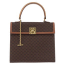 CELINE Macadam Canvas Hand Bag PVC Leather Brown Gold Auth 193508A-13