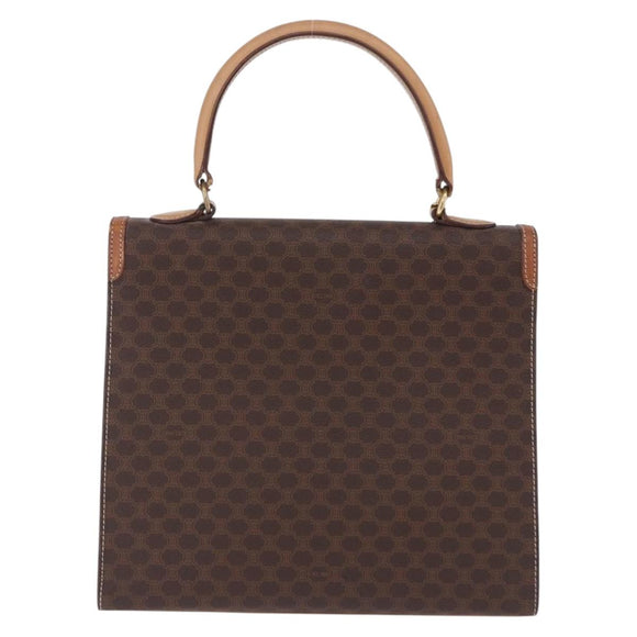 CELINE Macadam Canvas Hand Bag PVC Leather Brown Gold Auth 193508A