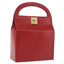 CELINE Hand Bag Leather Red Gold Auth 193510A-1