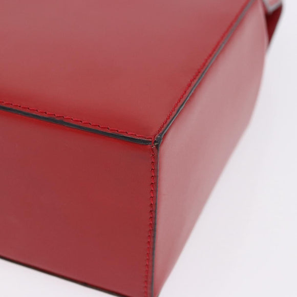 CELINE Hand Bag Leather Red Gold Auth 193510A