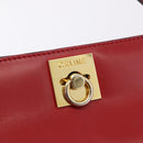 CELINE Hand Bag Leather Red Gold Auth 193510A-14