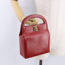 CELINE Hand Bag Leather Red Gold Auth 193510A-23