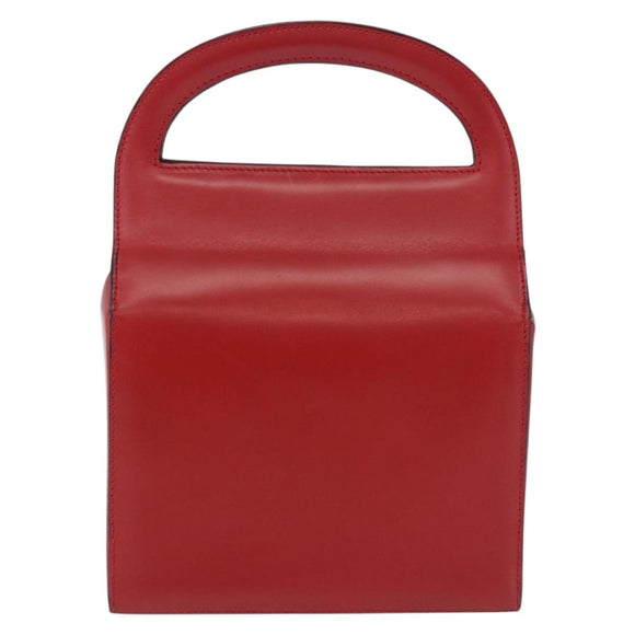 CELINE Hand Bag Leather Red Gold Auth 193510A