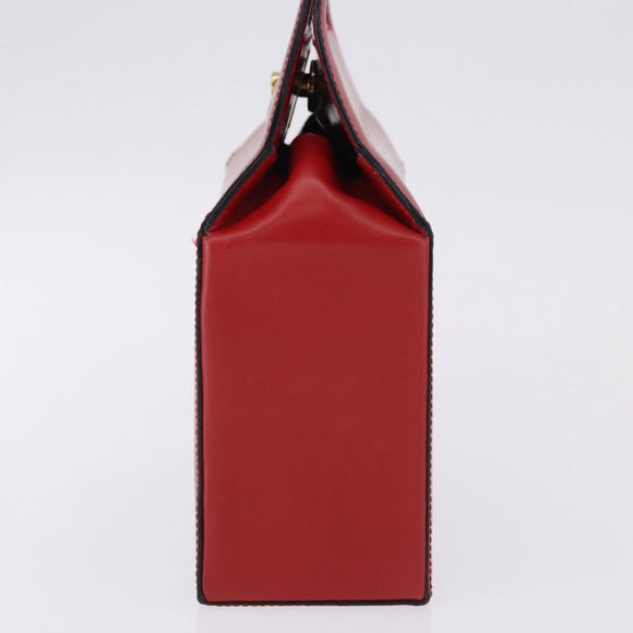 CELINE Hand Bag Leather Red Gold Auth 193510A