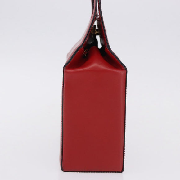CELINE Hand Bag Leather Red Gold Auth 193510A