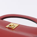 CELINE Hand Bag Leather Red Gold Auth 193510A-8