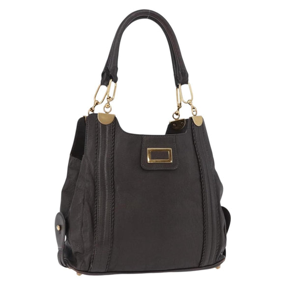 Chloe Irene Shoulder Bag Leather Brown Gold Auth 193511A