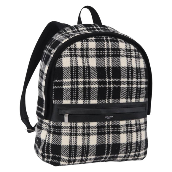 SAINT LAURENT Backpack Wool Black Silver Auth 193512V