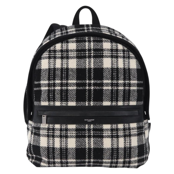SAINT LAURENT Backpack Wool Black Silver Auth 193512V
