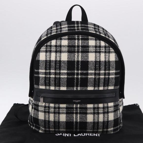 SAINT LAURENT Backpack Wool Black Silver Auth 193512V