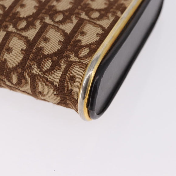 Christian Dior Trotter Canvas Shoulder Bag Beige Gold Auth 193513