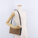 Christian Dior Trotter Canvas Shoulder Bag Beige Gold Auth 193513-19