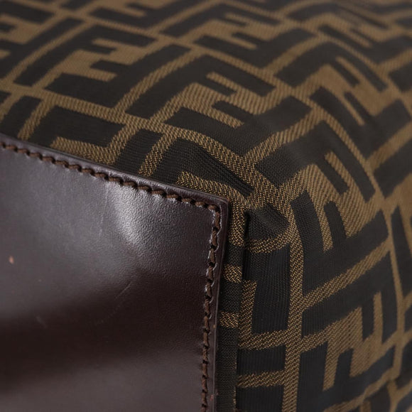 FENDI Zucca Canvas Hand Bag Black Brown Auth 193515