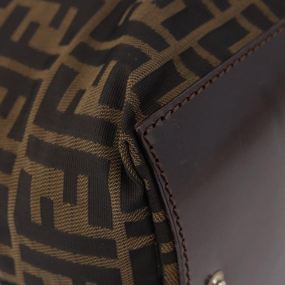 FENDI Zucca Canvas Hand Bag Black Brown Auth 193515