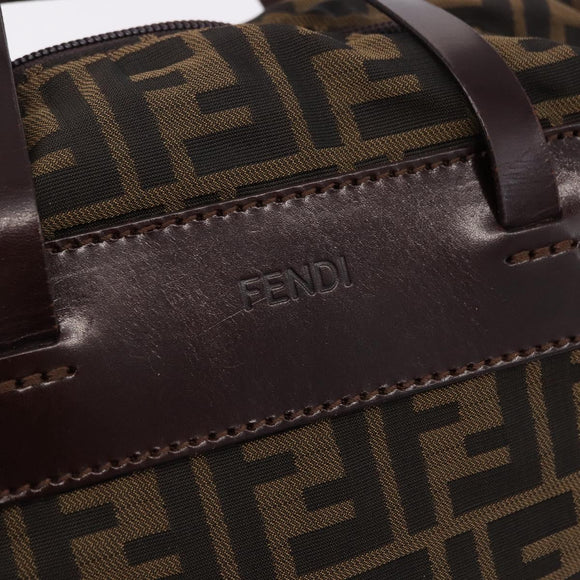 FENDI Zucca Canvas Hand Bag Black Brown Auth 193515