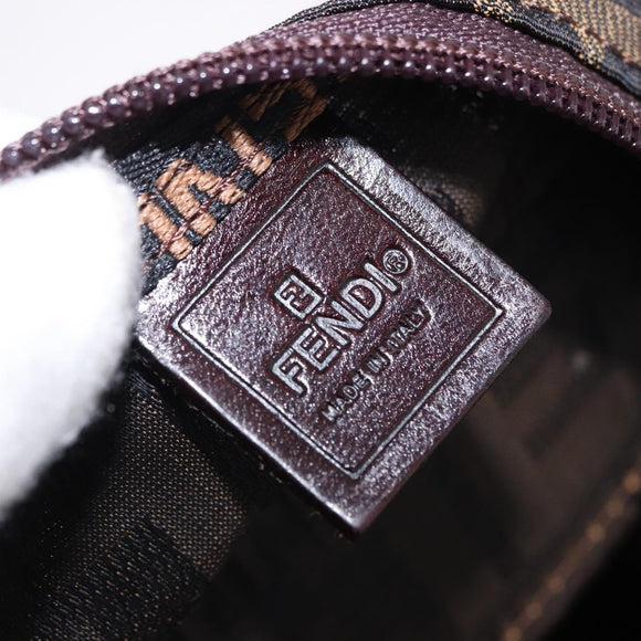 FENDI Zucca Canvas Hand Bag Black Brown Auth 193515